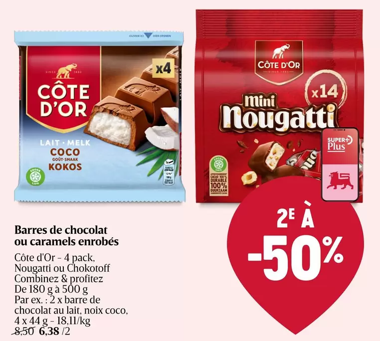 De - Barres de chocolat ou caramels enrobés
