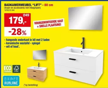 BADKAMERMEUBEL "LIFT" - 80 cm (kraan en accessoires niet inbegrepen) 1076310-344