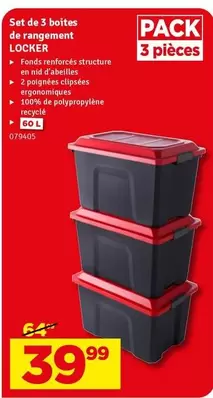 De - Set de 3 boîtes de rangement LOCKER 079405