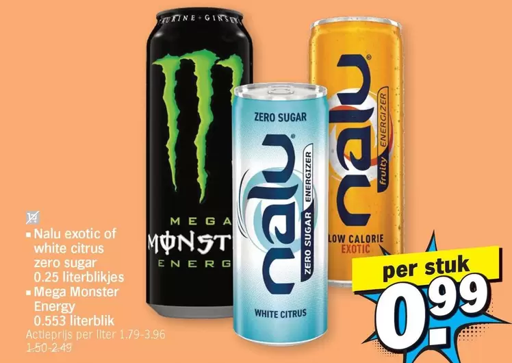 White - Mega Monster Energy, Nalu Zero Sugar Citrus