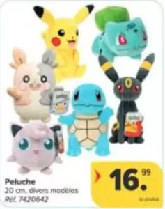 Peluche 20 cm, divers modèles Réf. 7420642