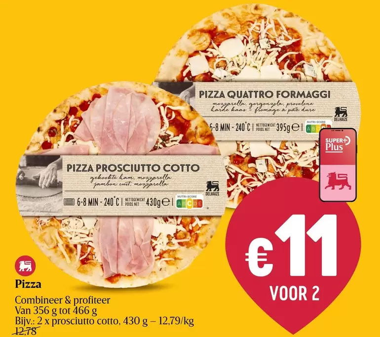 Pizza Quattro Formaggi & Pizza Prosciutto Cotto