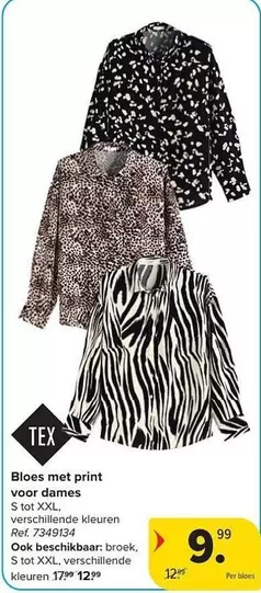 Bloes met print voor dames