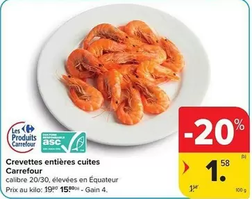 Crevettes entières cuites