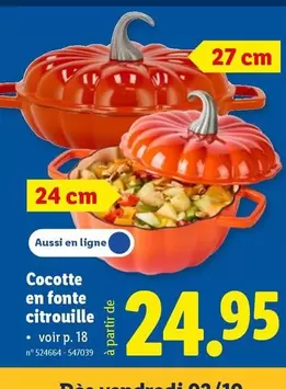 Cocotte en fonte citrouille