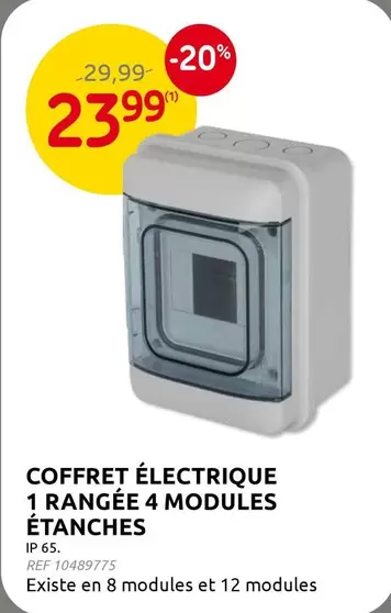 COFFRET ÉLECTRIQUE 1 RANGÉE 4 MODULES ÉTANCHE