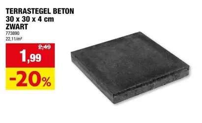 TERRASTEGEL BETON 30 x 30 x 4 cm ZWART 773890