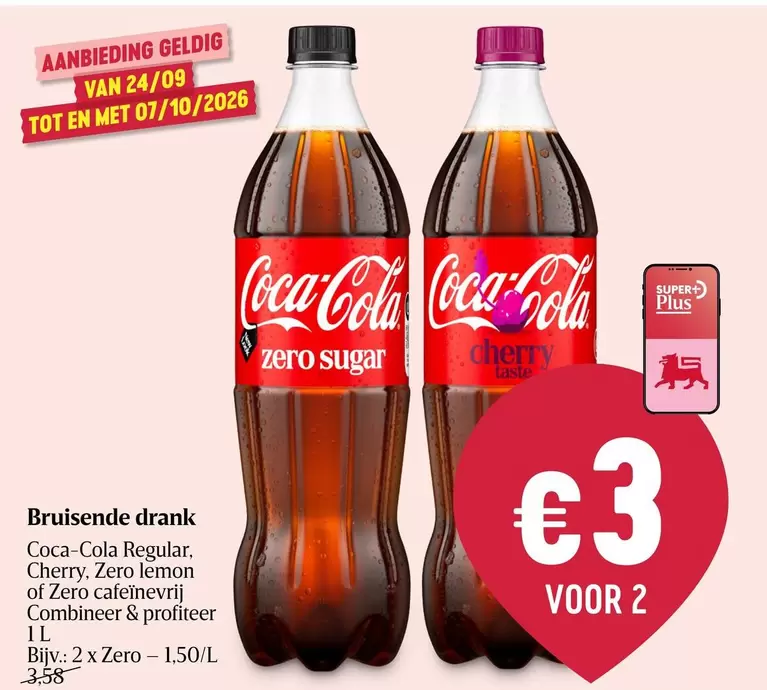 Coca Cola - Coca-Cola Regular, Cherry, Zero lemon or Zero cafeinevrij
