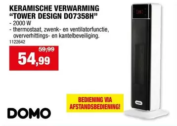 KERAMISCHE VERWARMING "TOWER DESIGN DO7358H" - 2000 W