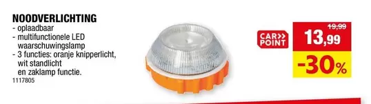 NOODVERLICHTING - oplaadbaar - multifunctionele LED waarschuwingslamp - 3 functies: oranje knipperlicht, wit standlicht en zaklamp functie. 1117805