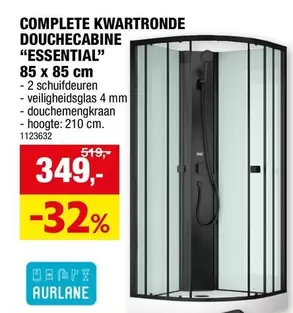 COMPLETE KWART RONDEDOUCHE CABINE "ESSENTIAL"