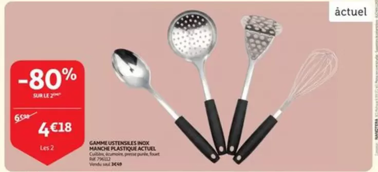 GARNITURE USTENSILES INOX MANCHE PLASTIQUE ACTUEL