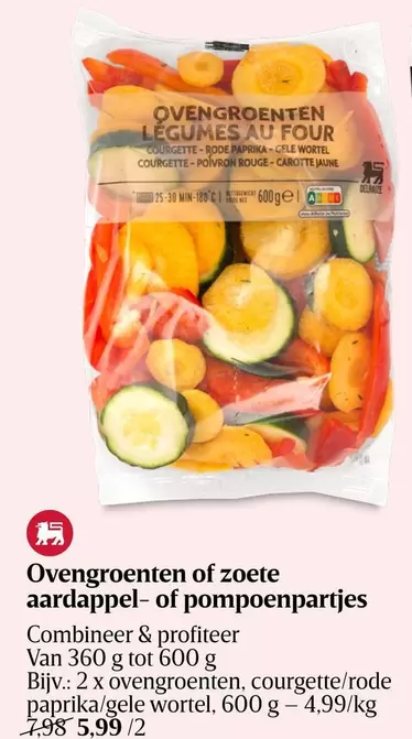 Oven groenten of zoete aardappel- of pompoenpartjes