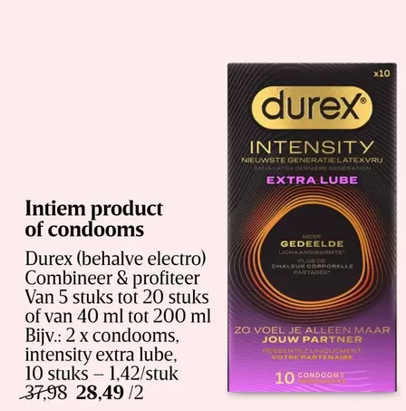 De - Durex (behalve electro) Combineer & profiteer Van 5 stuks tot 20 stuks of van 40 ml tot 200 ml