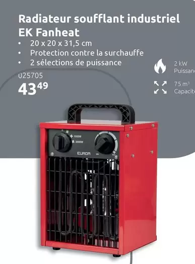 Euro - Radiateur soufflant industriel EK Fanheat U25705