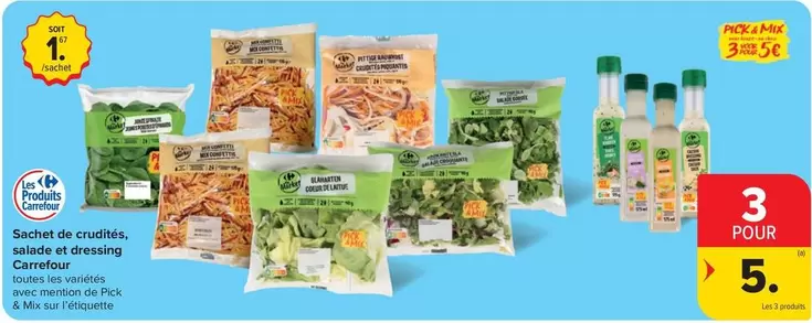 De - Sachet de crudités, salades et dressing