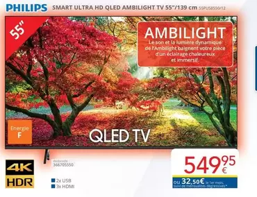 Philips - SMART ULTRA HD QLED AMBILIGHT TV 55"/139 cm
