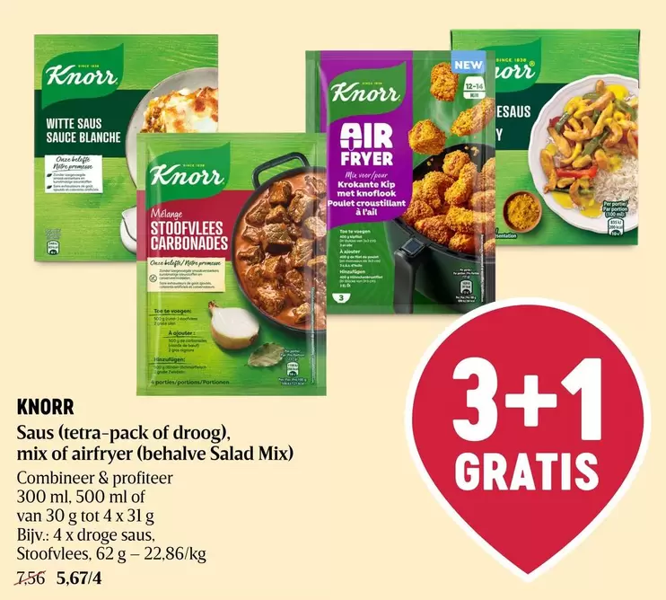De - Saus (tetra-pack van droog), mix van airfryer (behalve Salad Mix)
