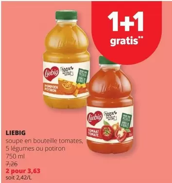 soupe en bouteille tomates, 5 légumes ou potiron