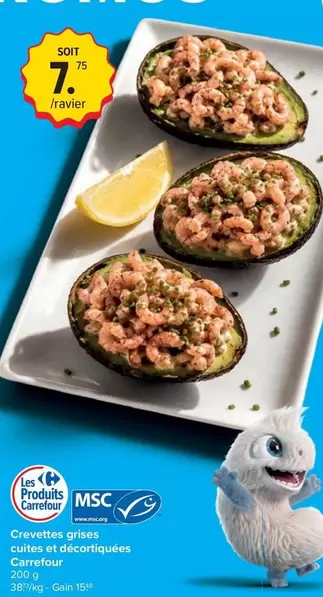 Crevettes grises cuites et décortiquées