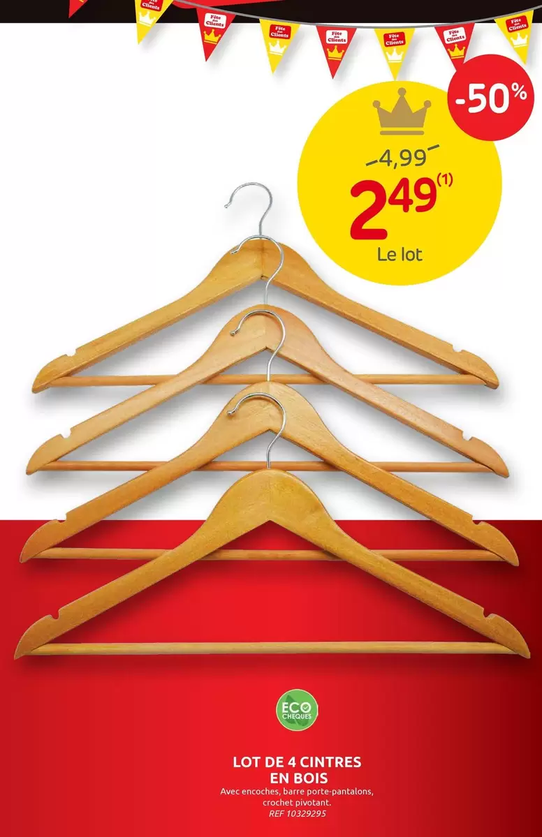 De - LOT DE 4 CINTRES EN BOIS