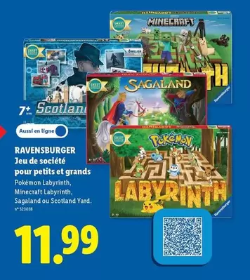 De - Jeu de société pour petits et grands : Pokémon Labyrinth, Minecraft Labyrinth, Sagaland ou Scotland Yard
