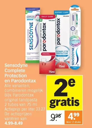 De - Sensodyne Complete Protection en Parodontax original tandpasta