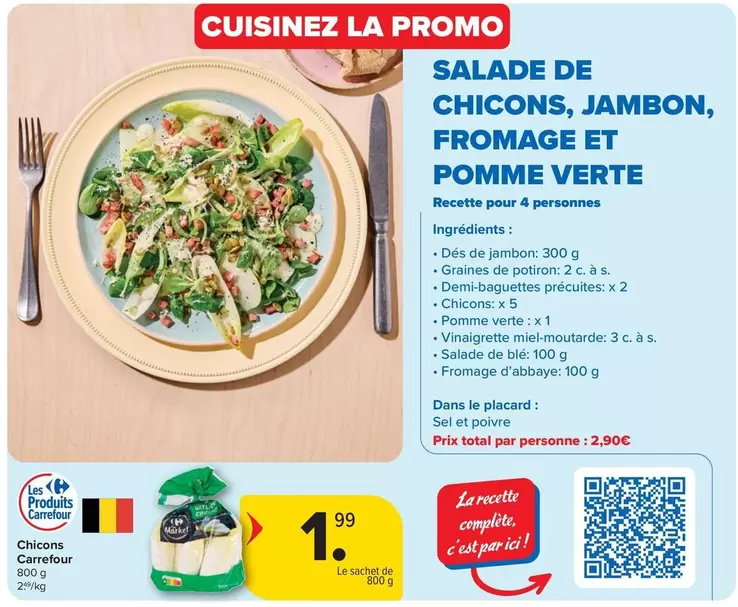 De - SALADE DE CHICONS, JAMBON, FROMAGE ET POMME VERTE