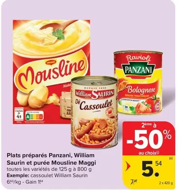 De - Plats préparés Panzani, William Saurin et purée Mousline Maggi