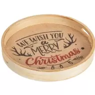 Plateau Merry Christmas Naturel 30cm