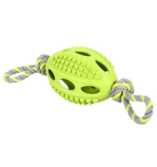 Speelgoed hond Rubber rugbybal | groen | 15cm