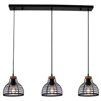 Suspension Brilliant Avia noir/bois 3xE27 40W