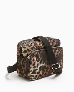 Sacoche en nylon motif léopard