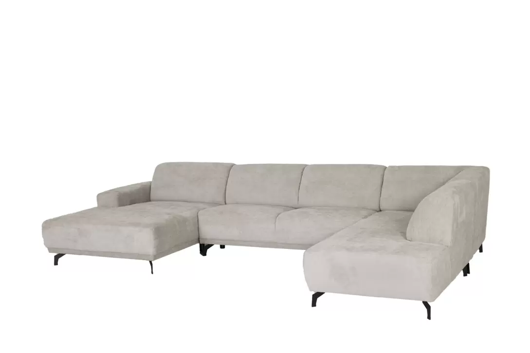 Canapé d'angle Mats 372x227cm - tissu - gris clair