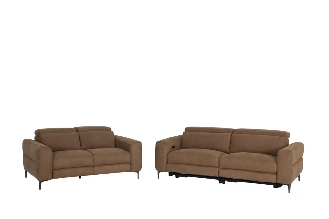 Canapé Blake 3+2 places - tissu - cognac avec relax