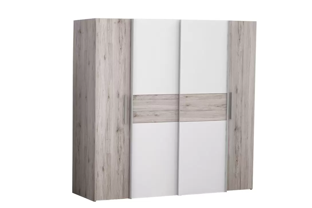 Garde-robe Kalixtus 200cm - panneau décor - chêne sable/blanc