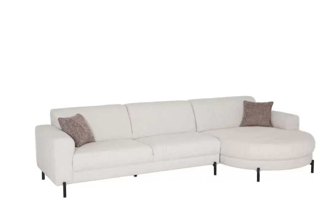 Canapé d'angle Liva 325x161cm - tissu - blanc
