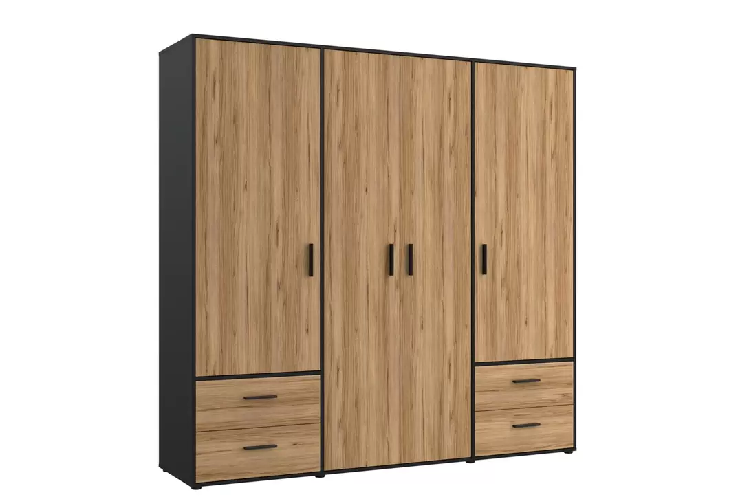 Garde-robe Mokkaro 206cm - panneau décor - chêne châtaignier