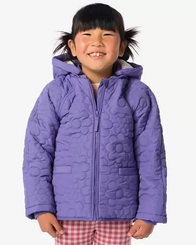Manteau enfant rembourré à fleurs violet