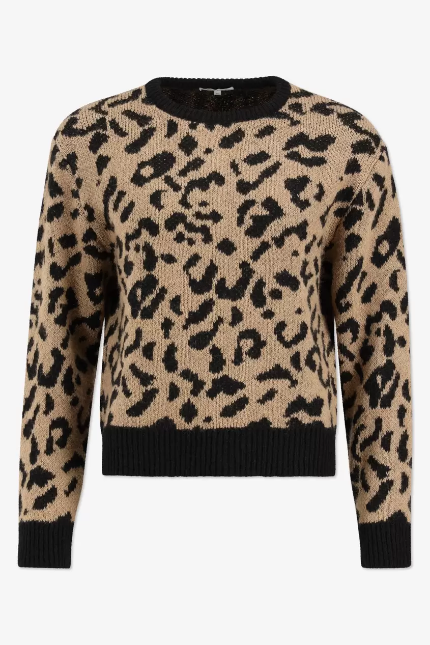 Bruine trui met dierenprint
