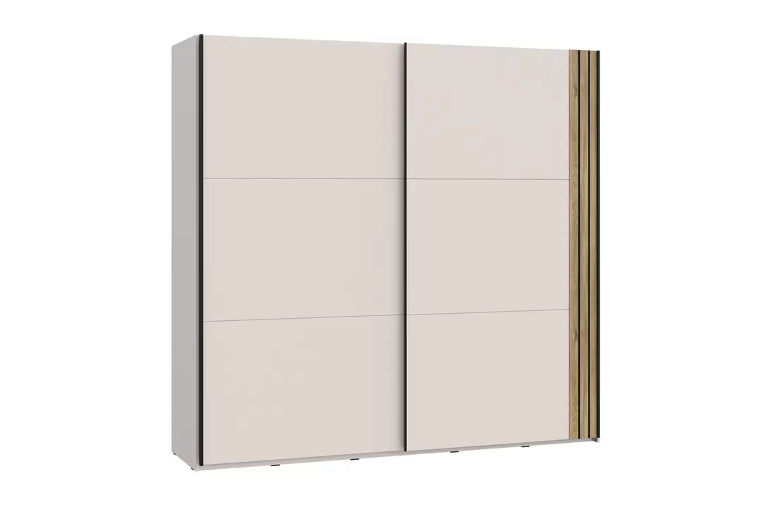 Armoire à portes coulissantes Waikato 220cm - panneau décor - chêne mauvella/sable