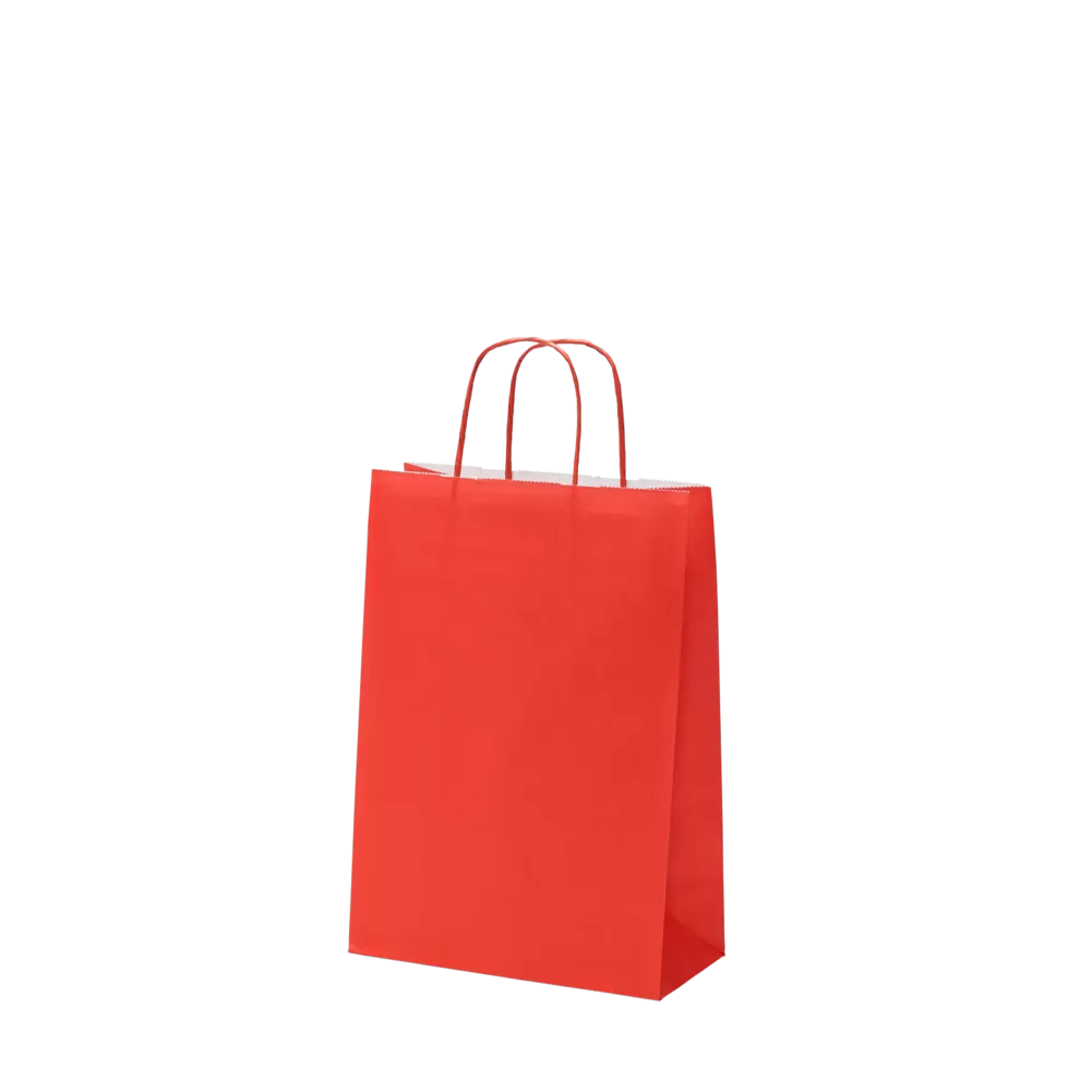 Sac Papier 22x10x31cm Rouge Kraft + Anse Torsadée