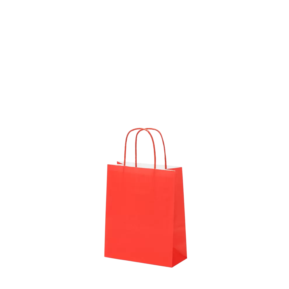 Sac Papier 18x8x22cm Rouge Kraft 90g/m² + Anse Torsadée