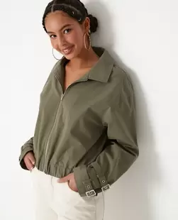 Veste zippée courte avec col