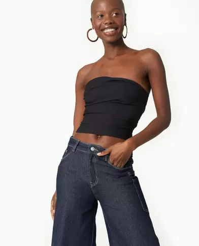 Top bustier en tissu stretch avec drapé
