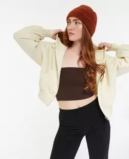 Gilet zippé court à capuche