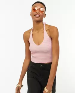 Dos-nu en maille tricot rayée