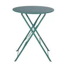 Guinguette - Table de jardin ronde pliable en acier vert 2 personnes D60