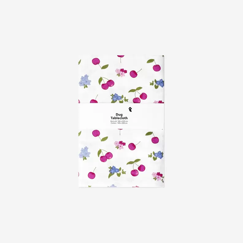 Nappe avec fleurs et cerises - 140x220 cm