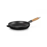 Poêle Signature Fonte Emaillée Manche en Bois 28 cm Noir Mat